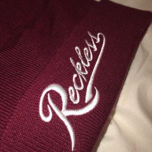 young & reckless maroon beanie
